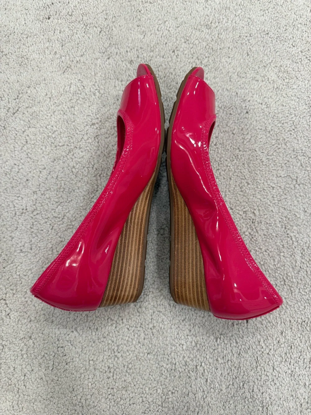Cole Haan Air Tali Open Toe Wedge Hot Pink Patent